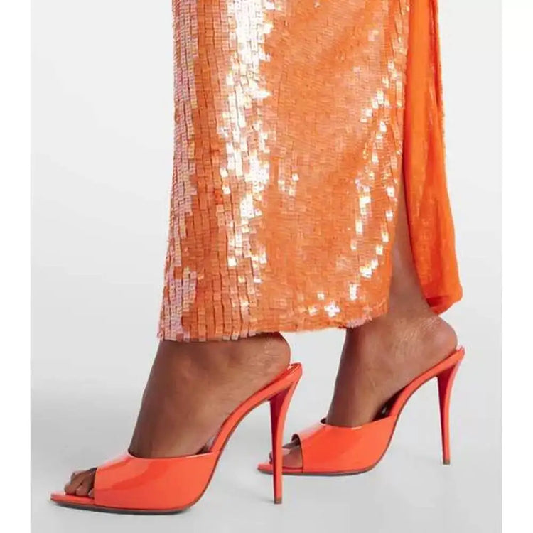 Summer New Women's Pointed Open Toothed Slim Fit High-heeled Slippers, Outdoor Sexy Sandals, Fashionable High-heeled Slippers