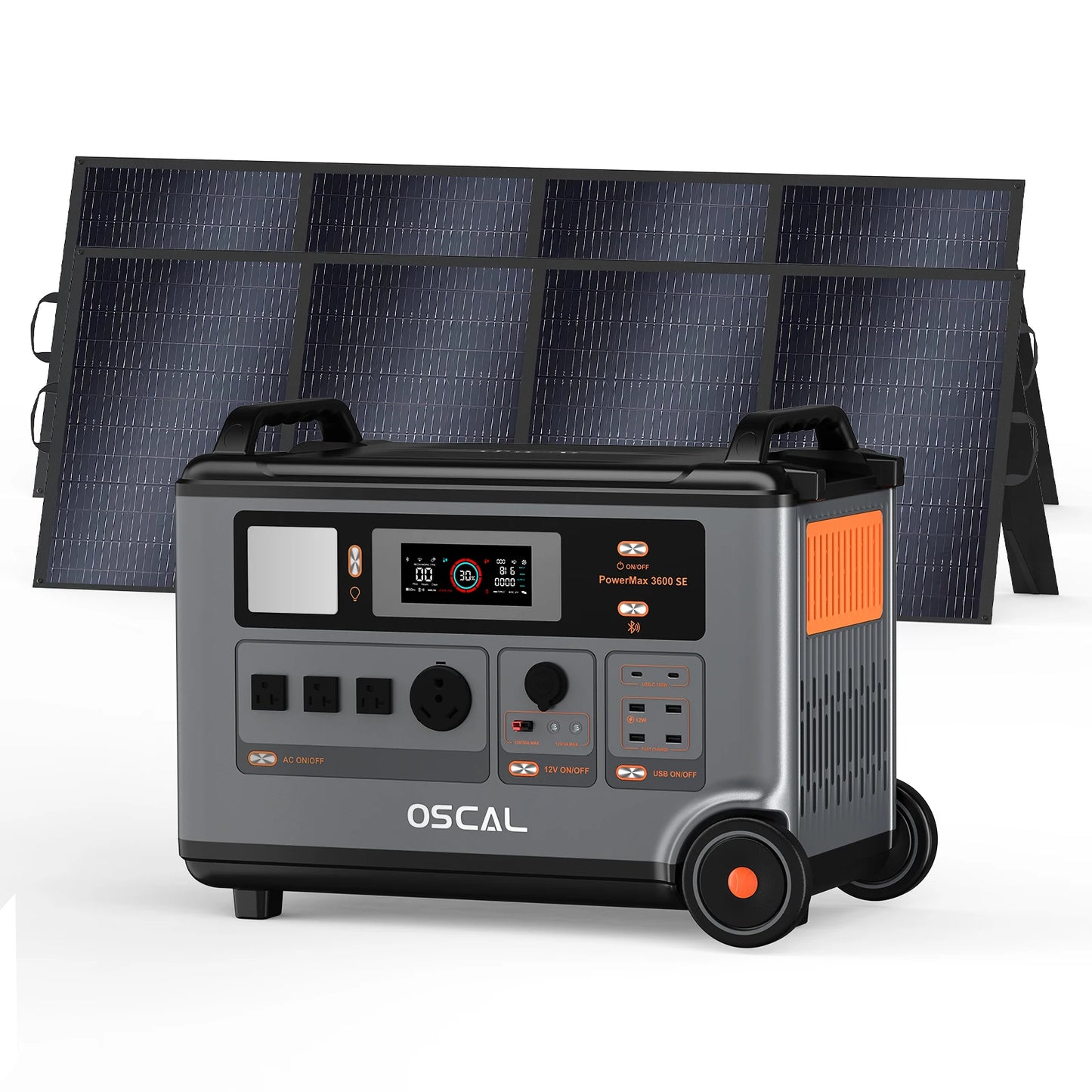 OSCAL PowerMax 3600SE Portable Power Station, 3600Wh LiFePO4 Battery, Solar Generator optional 400W Solar Panel, 3600W (Surge 7200W) Fast charging Home Backup Battery, Power Supply for Camping, RV