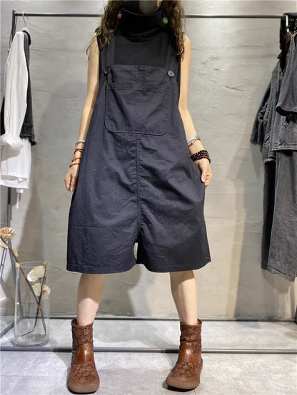 Workwear-style Overalls Shorts For Women Summer Loose Casual Age-reducing Slimming Jumpsuit XY421