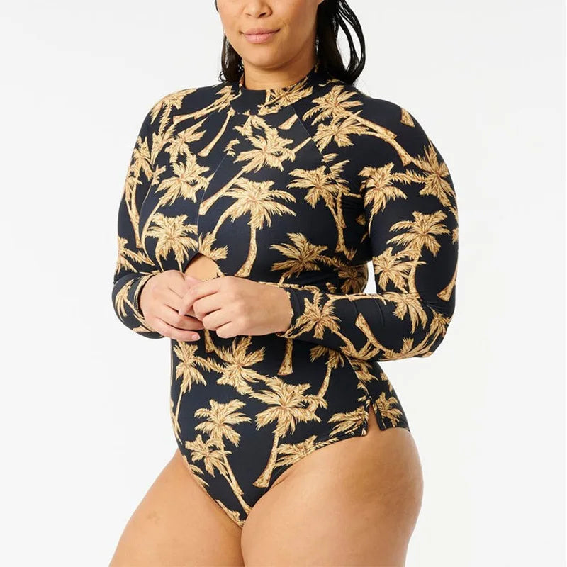 MUOLUX Rash Guard 2024 Long Sleeve One Piece Women Swimsuits Swimwear Female Monokini Uv Sun Protectio Zipper Sport Bathing Suit
