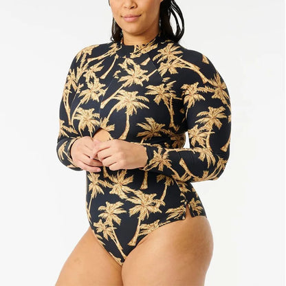 MUOLUX Rash Guard 2024 Long Sleeve One Piece Women Swimsuits Swimwear Female Monokini Uv Sun Protectio Zipper Sport Bathing Suit