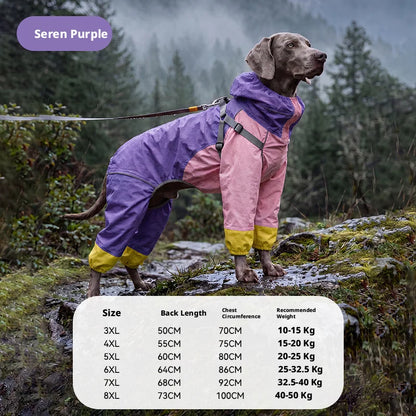 SHINEKNOT Pet Raincoat Night Reflective Strip Waterproof Raincoat Walking Clothing Large Dog All Inclusive Hooded Raincoat
