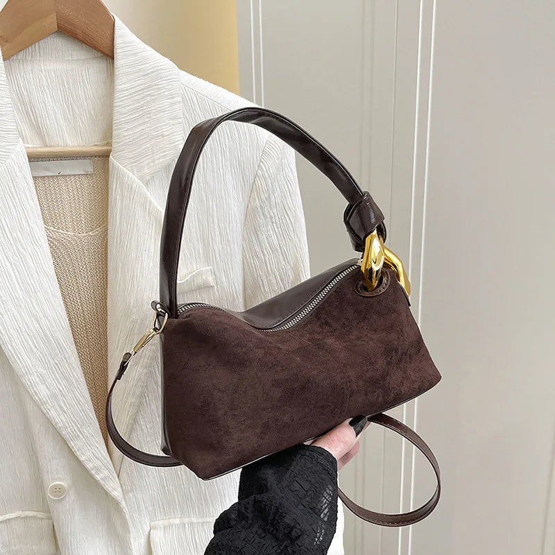New Matte Suede Women's Shoulder Bag For Gift, Ladies Fashion Handbags Crossbody Bags For Daily Used