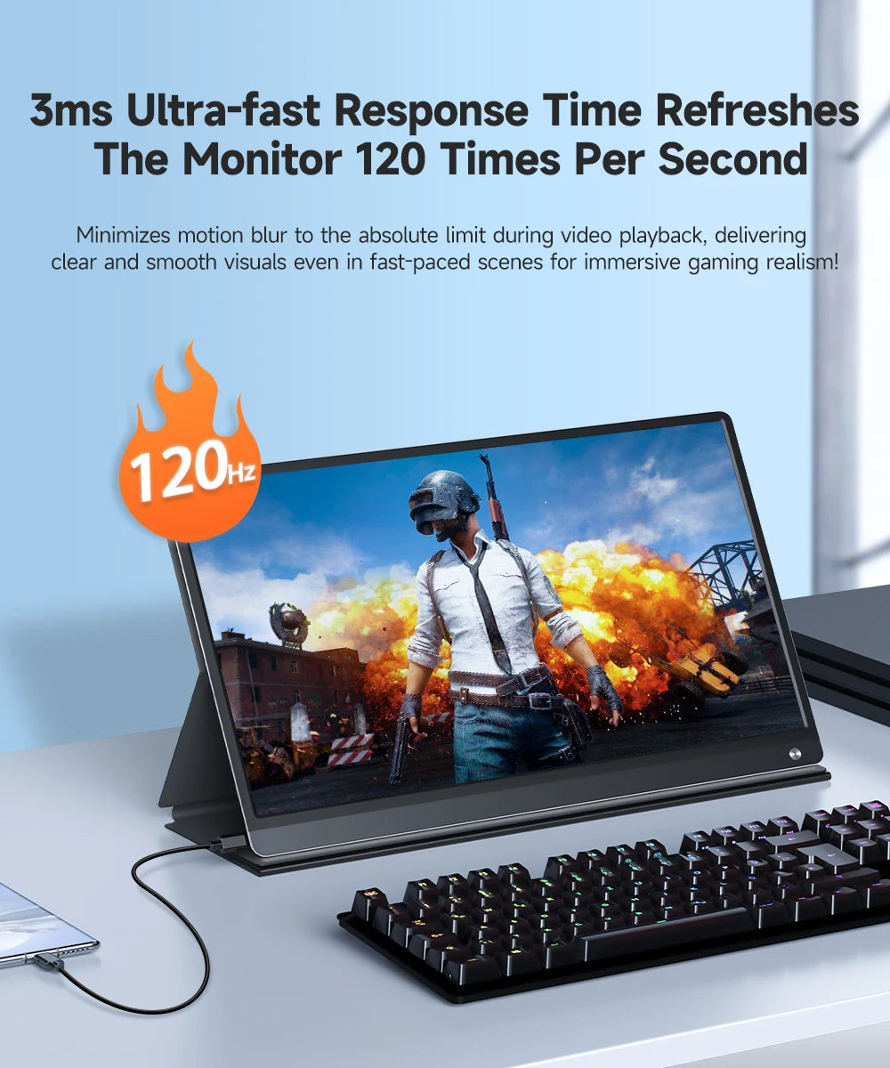UPERFECT 15.6 " Toucscreen Monitor Built-in 10800mAh Rechargercable Battery 1080P FHD USB C HDMI 120Hz Portable Gaming Display