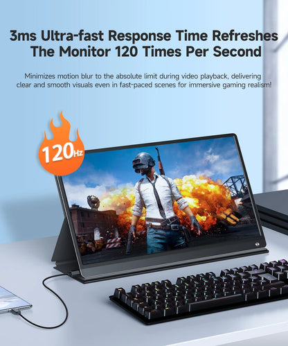 UPERFECT 15.6 " Toucscreen Monitor Built-in 10800mAh Rechargercable Battery 1080P FHD USB C HDMI 120Hz Portable Gaming Display