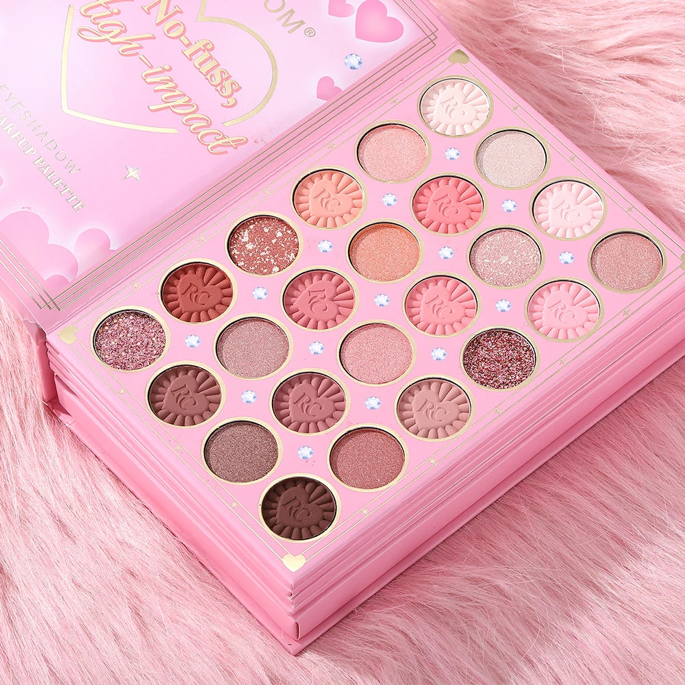 All-in-One 5-Page Makeup Magic Book: Full Kit with Multi-Shade Eyeshadow, Blush, Highlighter, Contour & Glossy Lip Gloss