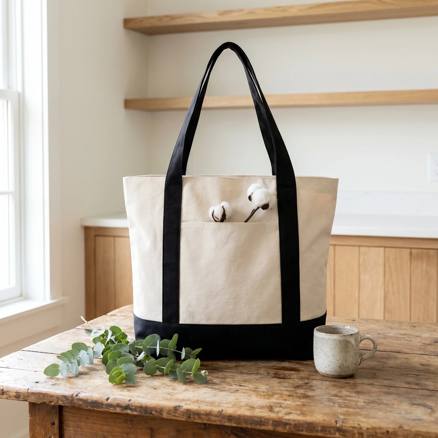 1/3/6PCS Heavy Duty Canvas Tote Bag with Front Pocket Blank DIY Reusable Grocery Shoulder Bag for Women Office School Beach