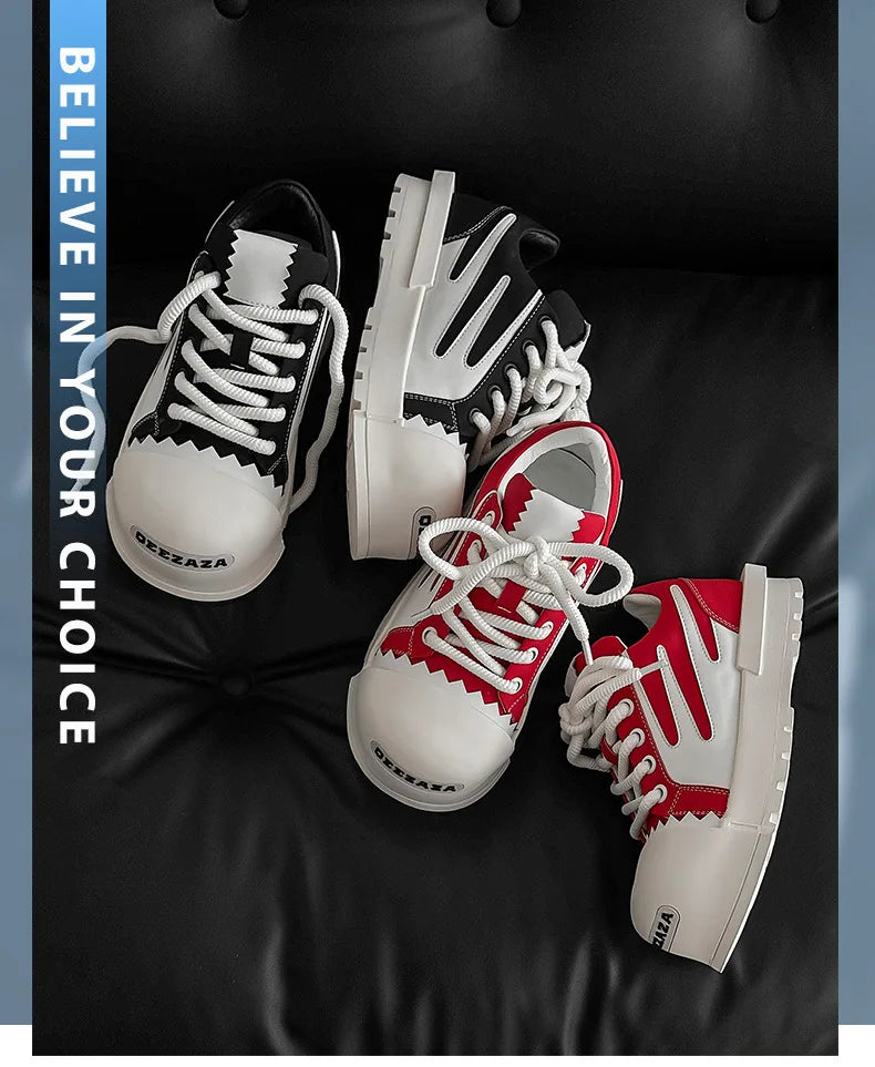 Women Men Sneakers Low-top Big-head Canvas Thick-soled Heightening Versatile Unisex Leisure Trendy Shoes Men Chunky Trainers