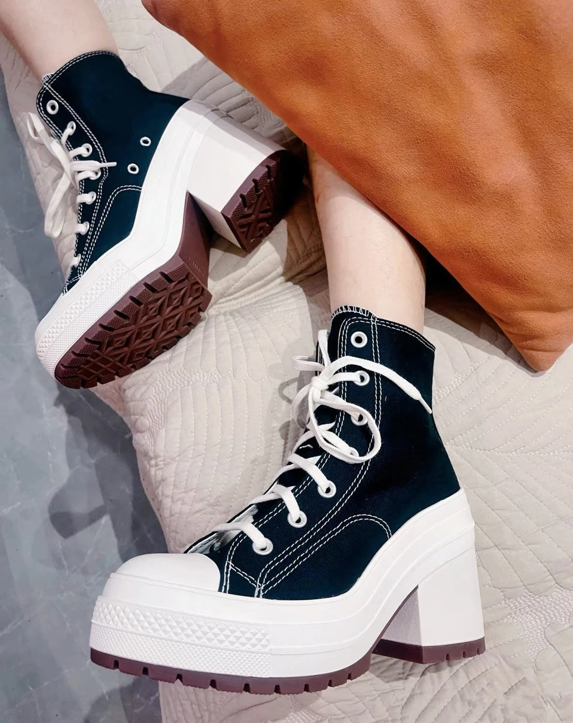 Women's High-heel Shoes Classic High Top Canvas Shoes Designer Platform Sneakers for Women Breathable Casual Shoes Zapatos Mujer