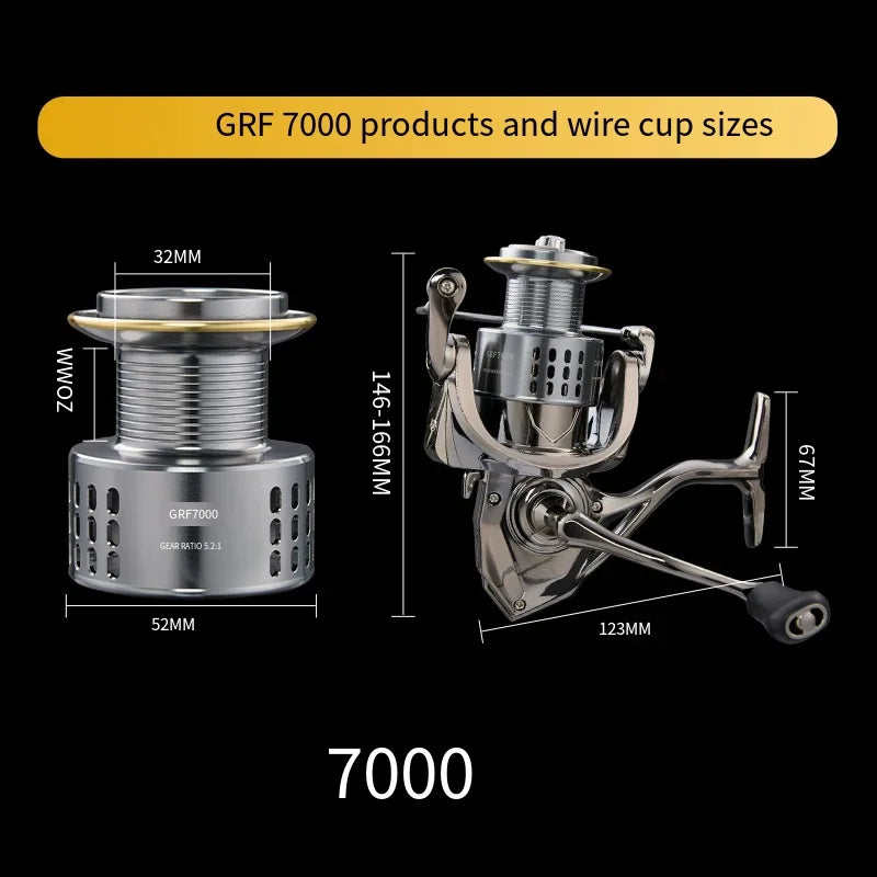 2026 New Spinning Fishing Reel All Metal 5.2:1 Speed ratio Max Drag 15KG Left/Right Interchangeable Suitable Any Body of Water