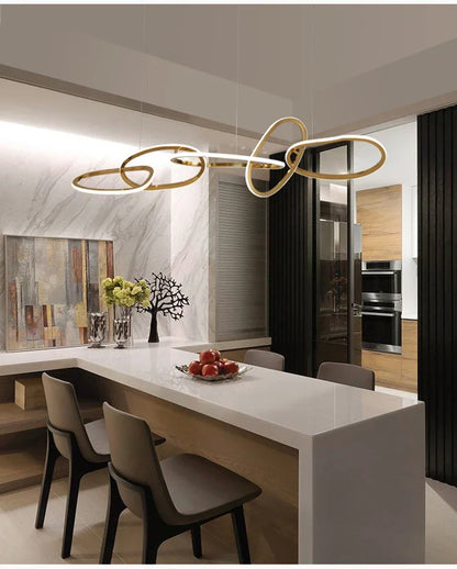 Modern Rose Gold LED Chandeliers Ligthing Nordic Lustre Home Decor Circle Rings Chandelier Hanging Pendant Lights Fixtures