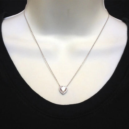 1-4 Carat Heart Cut Moissanite Halo Pendant Necklace for Women 925 Sterling Silver Love Necklace Anniversary Gift Fine Jewelry