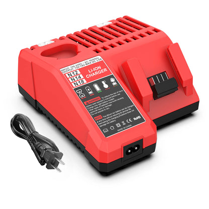 Rapid Charger 3A Li-Ion Battery Charger For Milwaukee 12V 18V M12 M18 Dual Port Lithium Battery Charger 48-11-2420 48-11-1840