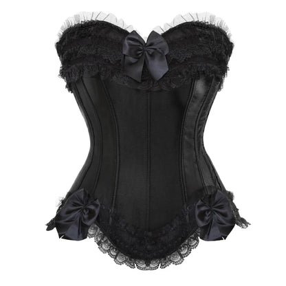 HLJ&GG Sexy Lace Splicing Corset Two Piece Sets Women Off Shoulder Sleevleess Top And Ruffle Mini Skirts Outfits Y2K Streetwear