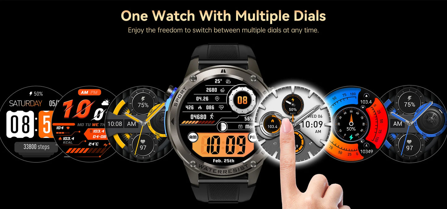 AMOLED Smart Watch DM56 Bluetooth Calling 500mAh Battery GPS Dual Band Satellite Outdoor Sports  Fitness Tracking Smartwatch