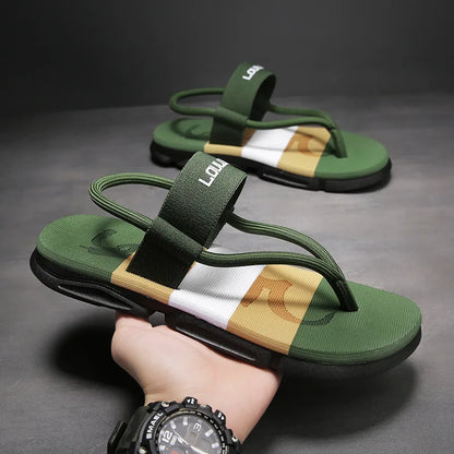 Kidmi New Men Sandals Summer Men Flat Sandals Outdoor Beach Flip-flops Fashion Home Flat Sandals Soft Non-slip Cloud Sandals