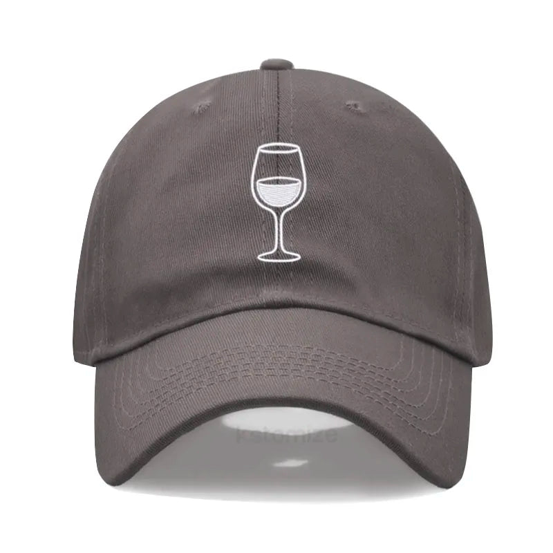 Wine Glass Embroidery Baseball Cap For Men Women Soft Cotton Adjustable Dad Hat Unisex Casual Sport Visor Golf Caps