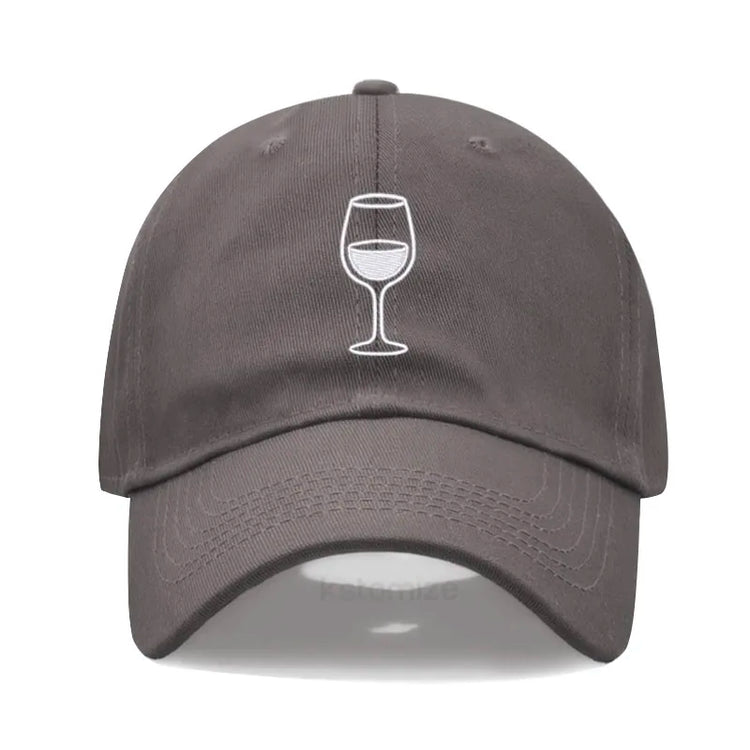 Wine Glass Embroidery Baseball Cap For Men Women Soft Cotton Adjustable Dad Hat Unisex Casual Sport Visor Golf Caps