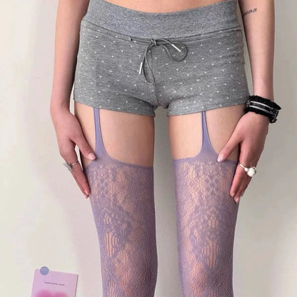 Korean INS Hollowed Lace Mesh Stockings Women Pantyhose Hot Tights Japanese Lolita Retro Floral Rattan Black White Long Socks