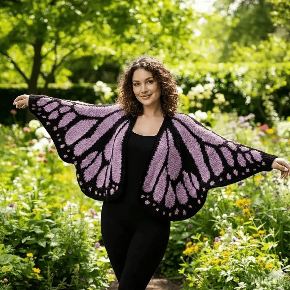 Crochet Monarch Butterfly Knit Cardigan Soft Breathable MonarchButterfly Cardigan Sweater Keep Warm with Butterflies Wing
