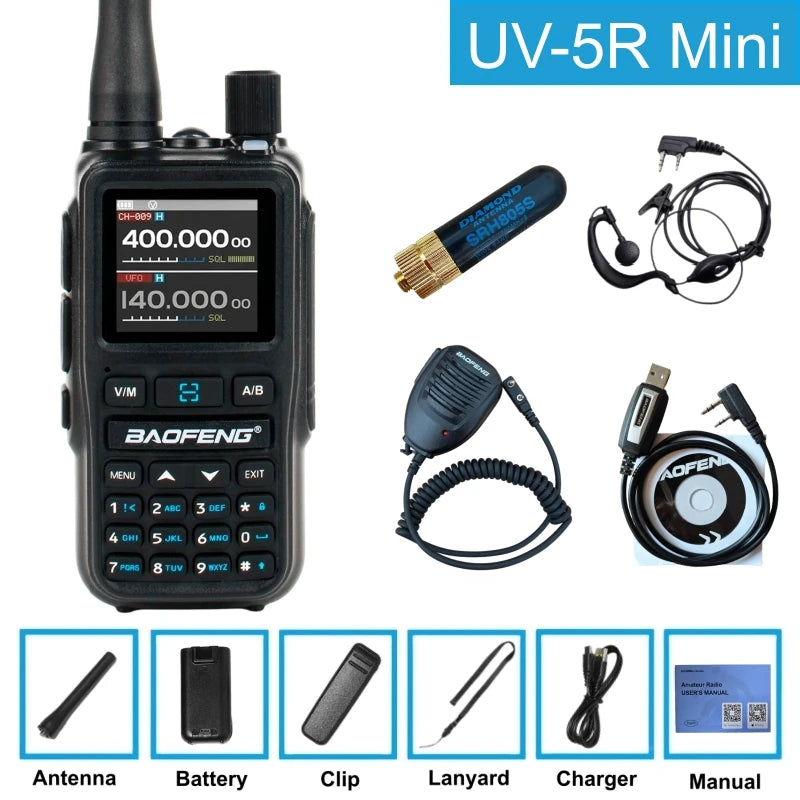 Baofeng Uv-5R Mini 5W /1pcs Walkie Talkie Long Range Smartphone Programming