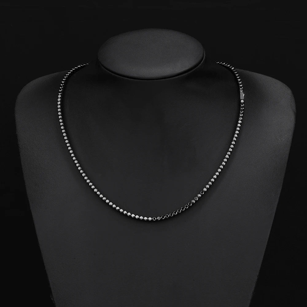 3/4mm Black Moissanite Tennis Necklace 316L Stainless Steel Black Moissanite Chain for Men Women Wedding Birthday Gifts