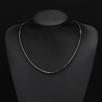 3/4mm Black Moissanite Tennis Necklace 316L Stainless Steel Black Moissanite Chain for Men Women Wedding Birthday Gifts