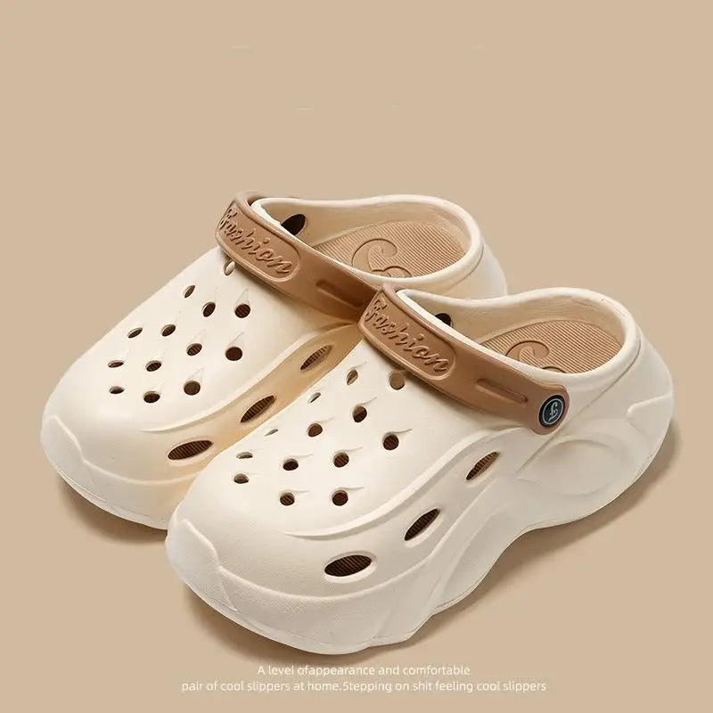 Luxury DIY Pearl Chain Non Slip Clogs Women Summer 2026 Comfort Platform Slip On Sandals EVA Thick Bottom Outdoor Slippers Shoes