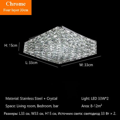 Modern Nordic Luxury Crystal LED Ceiling Light Gold Chrome Flush Mount Lamp for Living Dining Room Bedroom Home Decor Lighting
