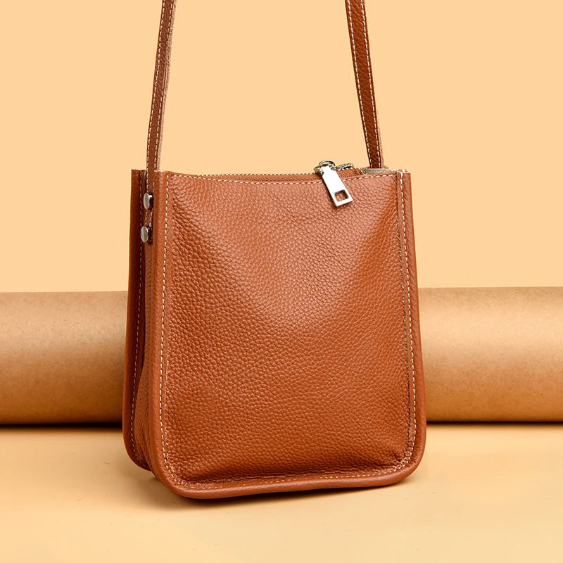 High Quality Genuine Leather Crossbody Bag for Women Vintage Cowhide Leather Shoulder Bag Small Luxury Designer Satchel Handbags