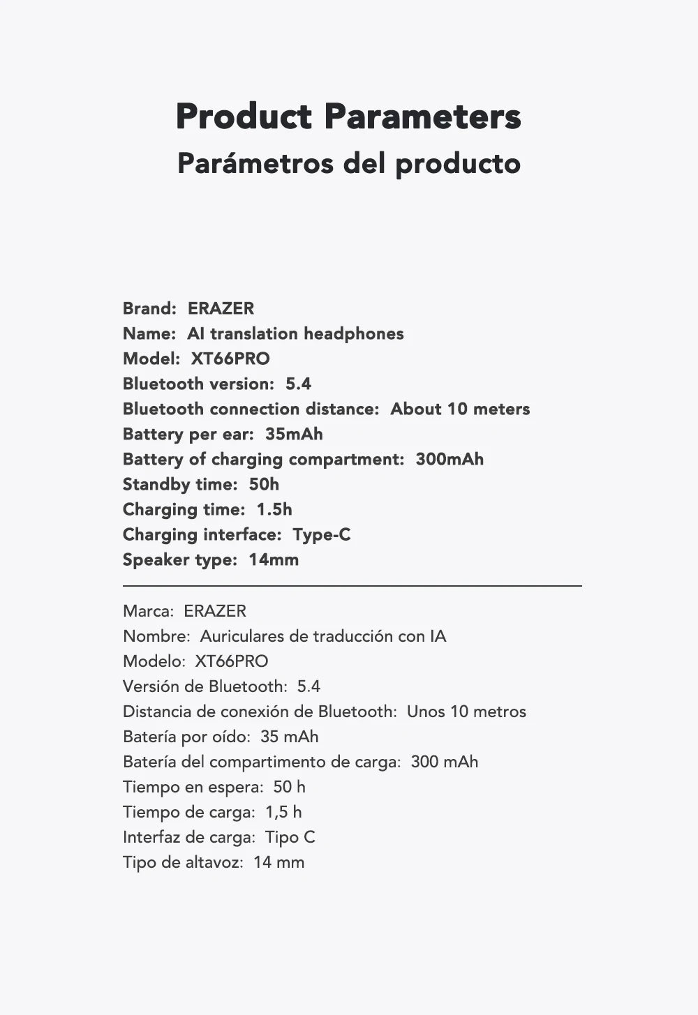 ERAZER XT66PRO Bluetooth Earphones ASMR Headsets DIY APP AI Translator Earbuds Wireless Headphones 13 Hours Long Life Display