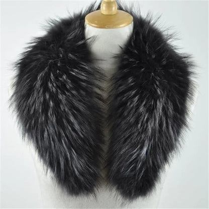 Winter Real Fox Fur Collar Woman Furry Natural Raccoon Fur Scarf Shawls Luxury Neck Warmer Wraps For Coat Fur Scarves Large Size