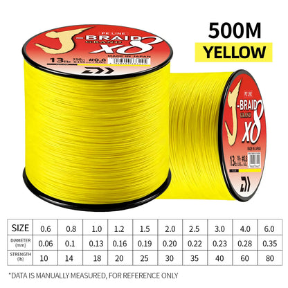 2026 Original X8DAIWA-J Braided Expedition 8 strands Fishing Line PE Super Line Sea Fishing wire 100/150/200/300/500/1000M Pesca