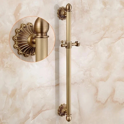 Antique Brass Bathtub Shower Faucets Set Wall Mounted Bath Shower Set Swivel Tub Spout Bath Shower Dual Control Carved Mixer Tap