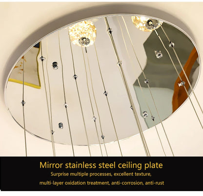 Modern LED Chandelier Glass Ball Dimmable Pendant Lamp for Staircase Living Room Home Decor Suspension Lighting Design Lusters