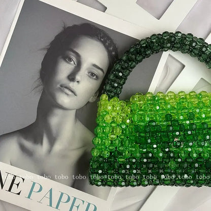 Gradient Blue Beaded Own Design Tote Bags for Women Customized Color Fashion Handbags for 2022 Chain Handle Clutch Evening Bag