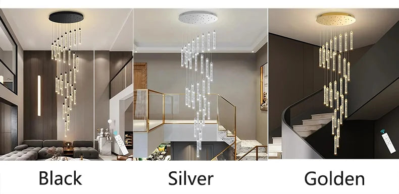 Modern Ceiling Chandelier Luxury Staircase Crystal Chandeliers Duplex Attic Villa Living Room Pendant Lights Home Decor Lighting