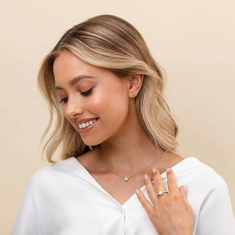 Round Moissanite Pendant Necklace D VVS1 Diamond 5mm/4mm Mini Single Solitaire Necklace Clavicle Chain Wedding Female Jewelry