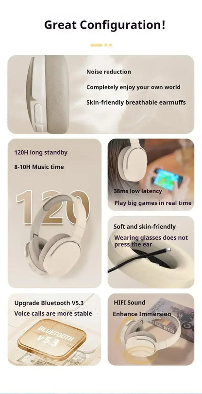 Hot Wireless Bluetooth Headphones Over Ear Hifi Stereo Headset True Sports Earphones TF AUX Music Player with HD Mic