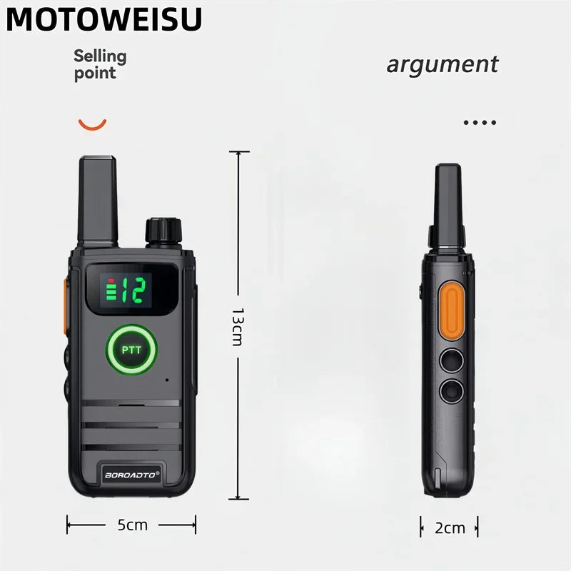 2026 New 2 Pcs Mini PMR446 Walkie Talkies 16CH Portable Two-Way Radio with LCD Display PTT Handheld Radio for Hunting Cafe Hotel