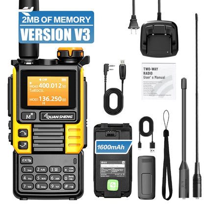 QUANSHENG UV-K5(99) V3 Walkie Talkie 2MB Memory 50-600MHz Air Band RX 5W Two Way Radio Type-C Wireless Copy Custom Firmware
