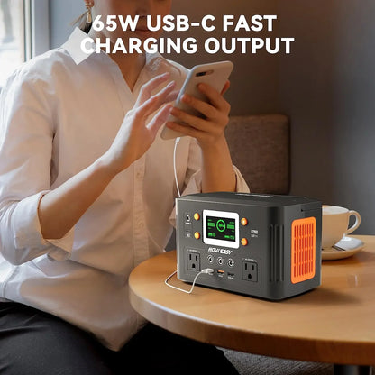 260W Portable Power Station, 500W Peak Solar Generator, 65W PD, 110V AC, 48000mAh Backup Battery for Camping Travel Emergency
