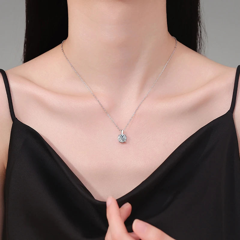 NeeTim 2ct 3ct Moissanite Necklace for Women Sterling Silver 925 with Yellow Rose White Gold Plated Engagement Pendant Necklace