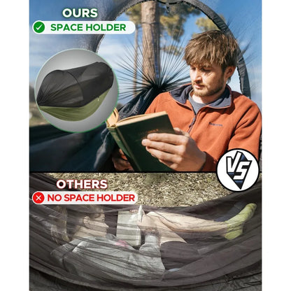 Camping Hammock with Spacious Net, Single/Double, Outdoor & Indoor Use