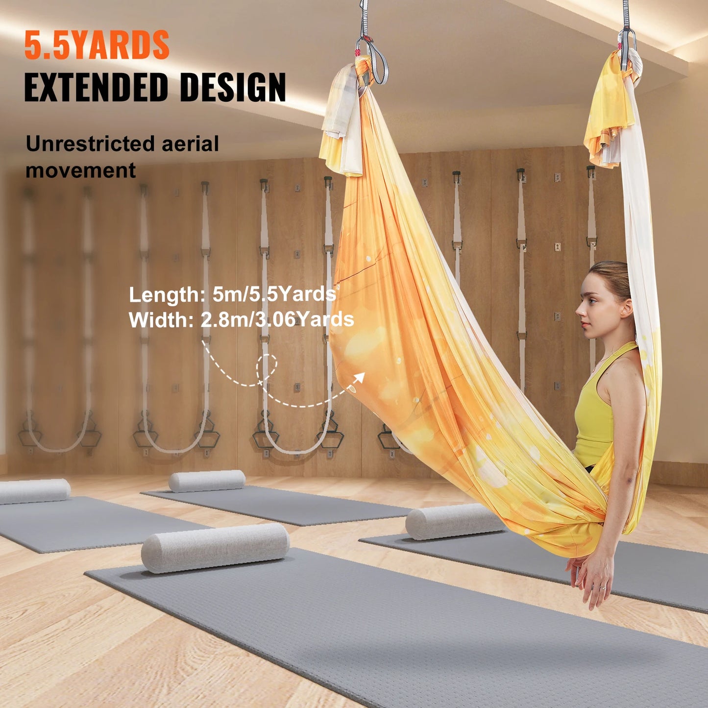 SucceBuy 5.5 Yards Aerial Yoga Hammock & Swing Nylon Fabric Full Rigging Hardware for Antigravity Yoga Fitness Bodybuilding