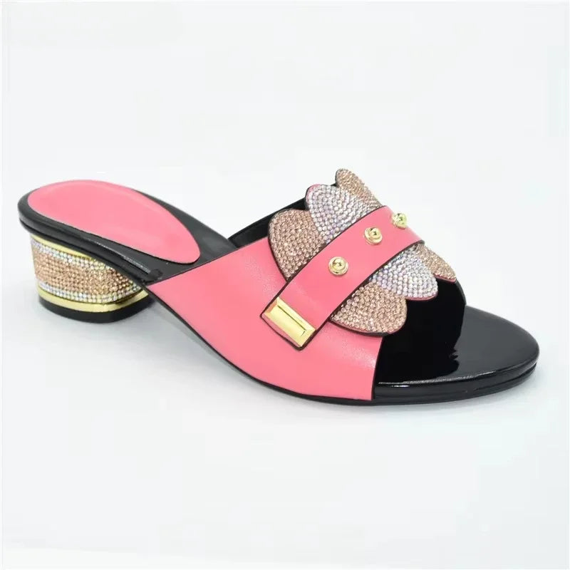 New Without Bag Pumps Super low Heels Italian Women Wedding for Party Heels Elegant Shoes Slippers 2025 Summer Woman Slipper