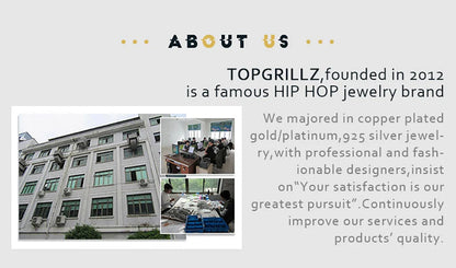 TOPGRILLZ Iced Out 10 Top &10 Bottom 5A CZ Stones Teeth Grillz Punk Rapper 14K Gold Plated Zircon Tooth Caps For Mouth Jewelry