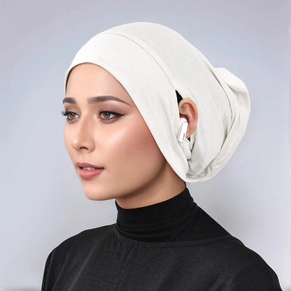 Jersey Cotton Muslim Women Under Hijab Cap With Ear Hole Inner Hijab Cap Round Forehead Underscarf Bonnet Femme Musulman
