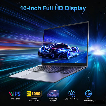 NIPOGI 16" FHD Laptop AMD Ryzen 9 6900HX Laptop 16GB LPDDR5 RAM 512GB SSD Backlit Keyboard Full-Featured Office Gamin Notebook