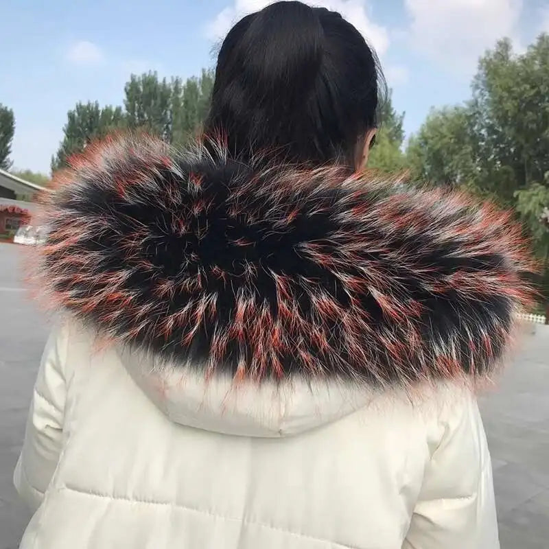 2025 Winter Raccoon Fur Collar Women Men Luxury Natural Fur Hood Trim Decors For Coat Jacket  Genuine Real Fur Shawls Scarves